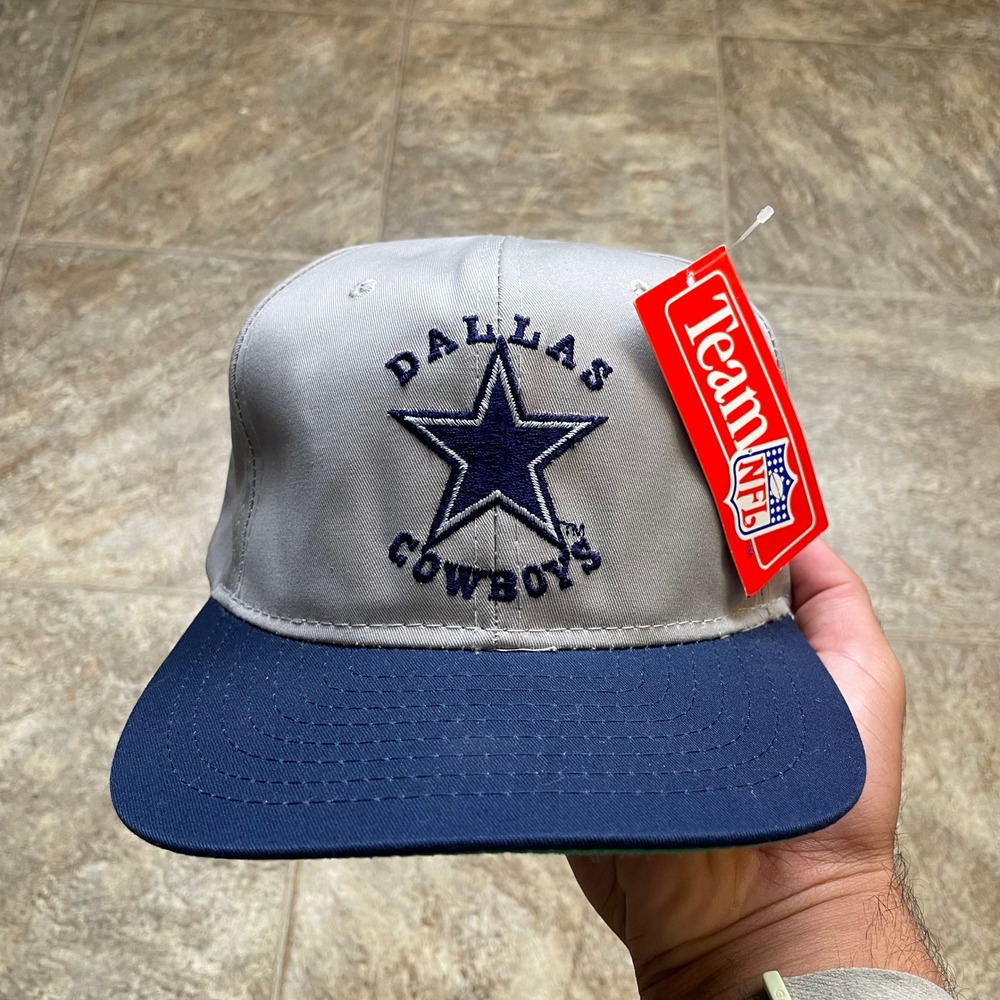 Vintage Dallas Cowboys Snapback Hat AJD Team NFL Grey Navy Blue Star Logo NWT